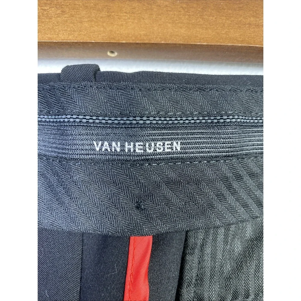 Van Heusen Flex Pants Men Black 32x30 Poly Blend  Straight Comfort Chino Slacks